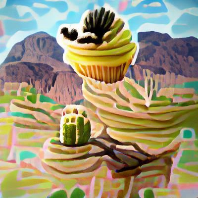 Cupcake Saguaro Cactus in Desert Landscape