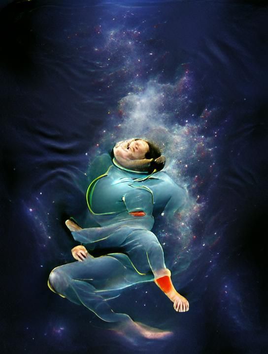 Person Floating in a Starry Expanse
