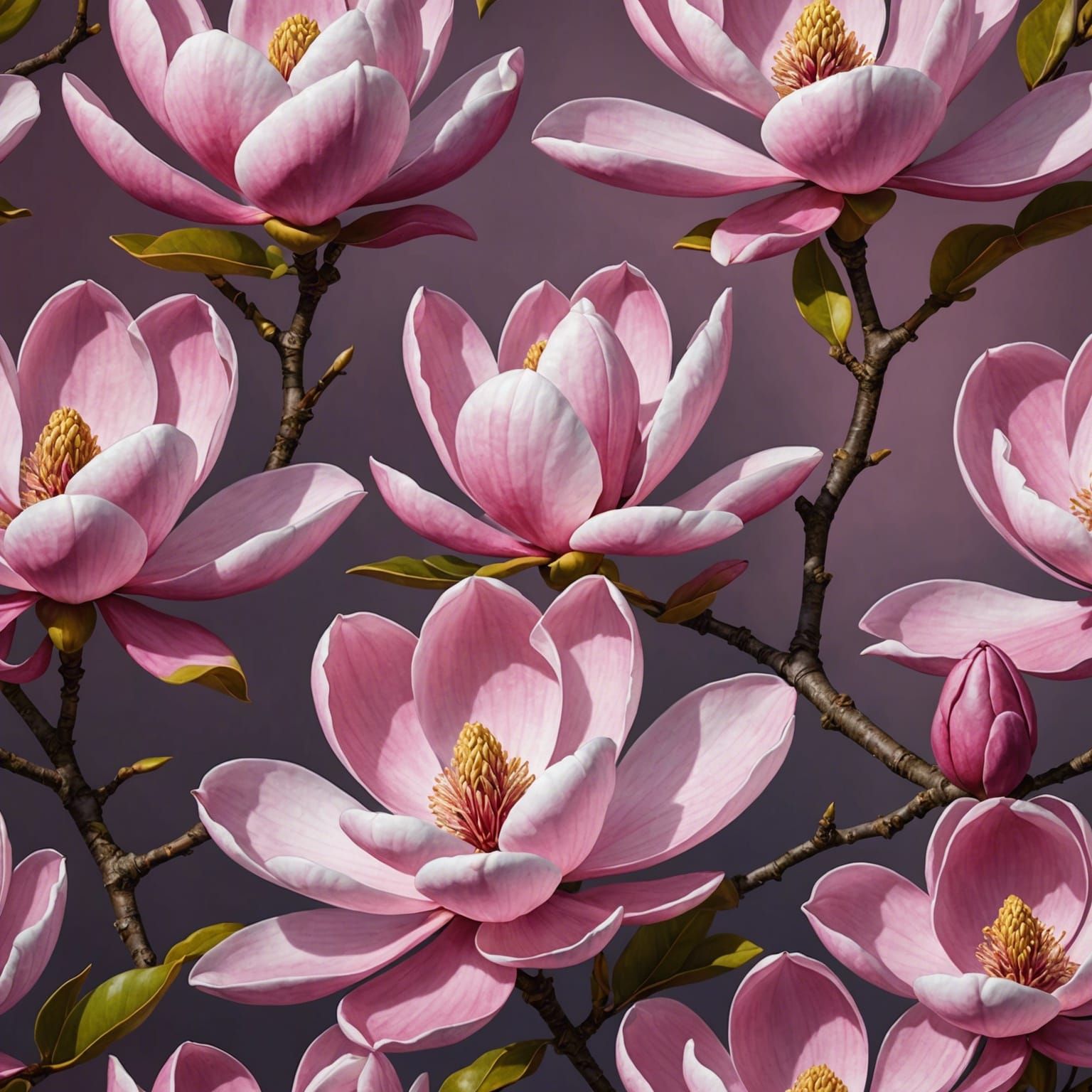 Hyperrealistic Pink Magnolia Splash Art