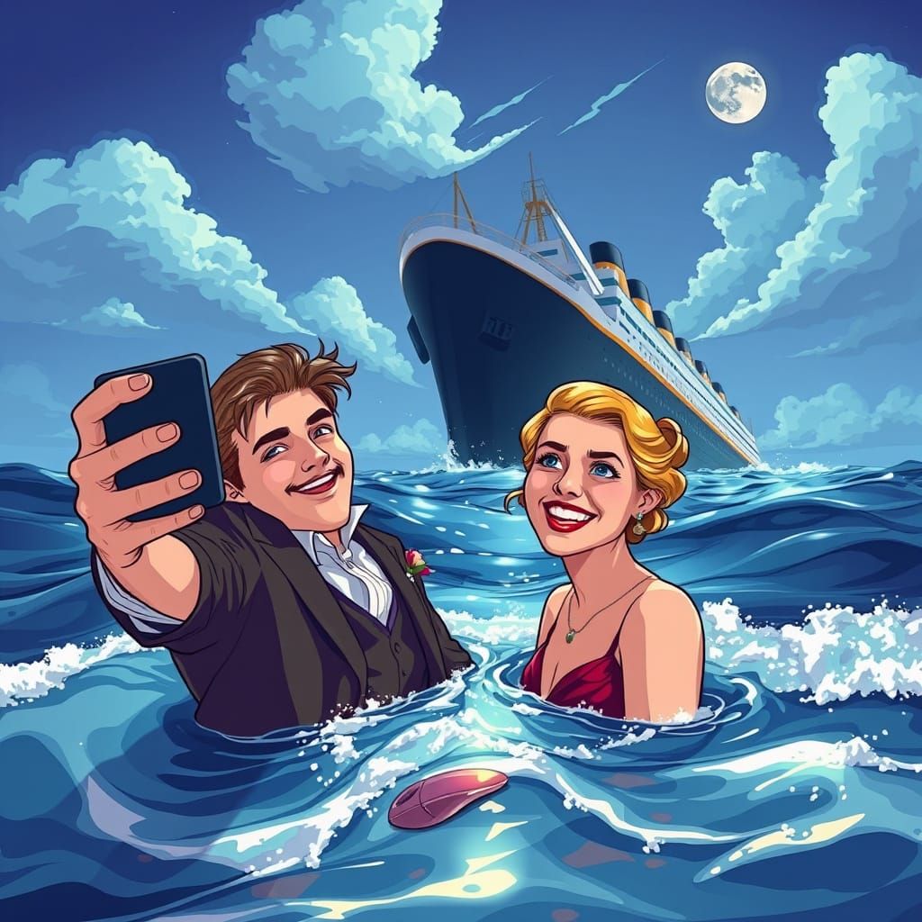 Titanic Selfie: DiCaprio and Winslet in James Jean Style