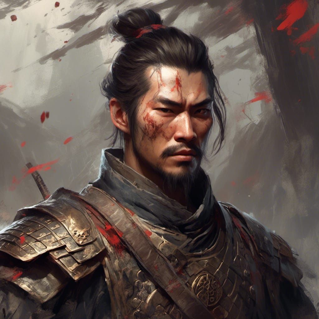 Samurai in Armor: Hyperdetailed Portrait