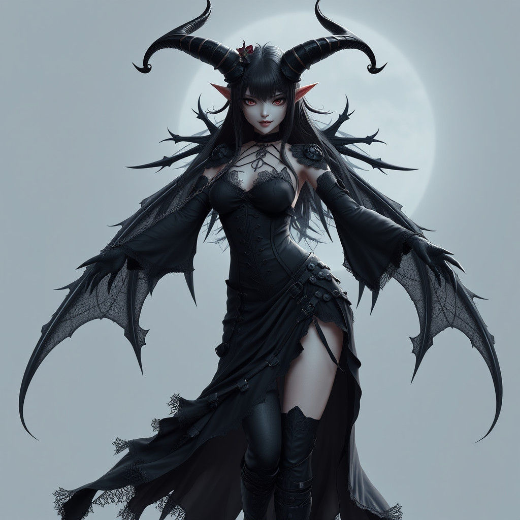 Ethereal Gothic Beauty in 3D Anime Art Style