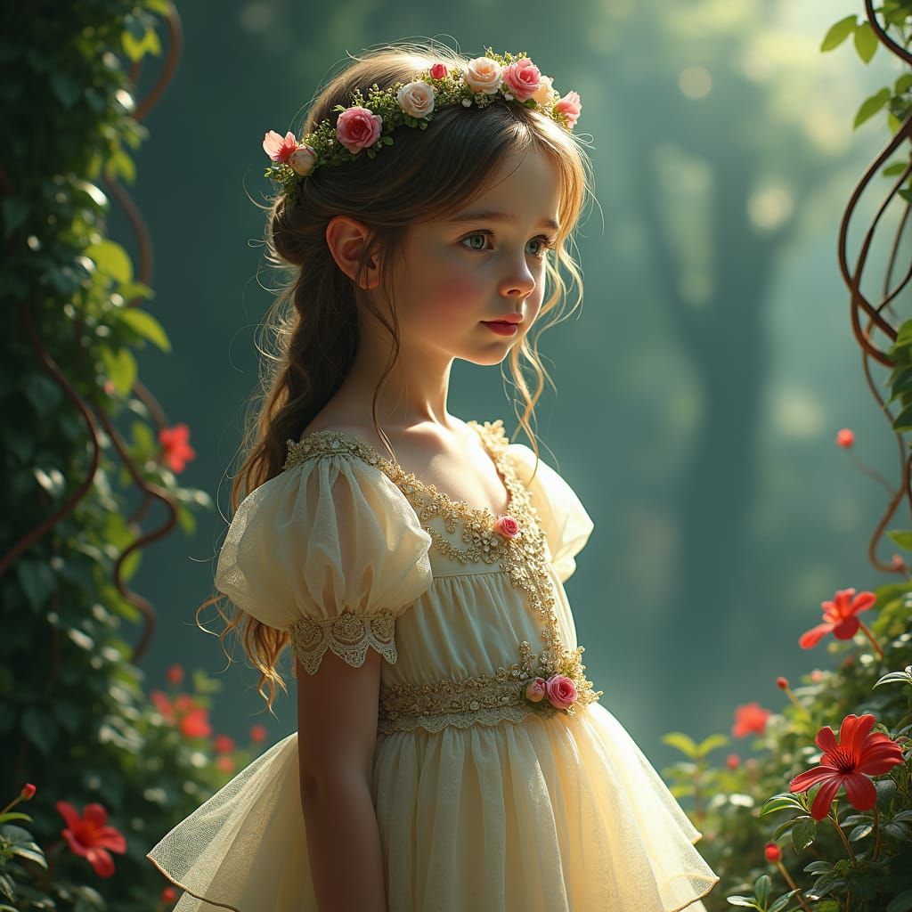 Ethereal Girl in Fantasy Landscape, Matte Painting