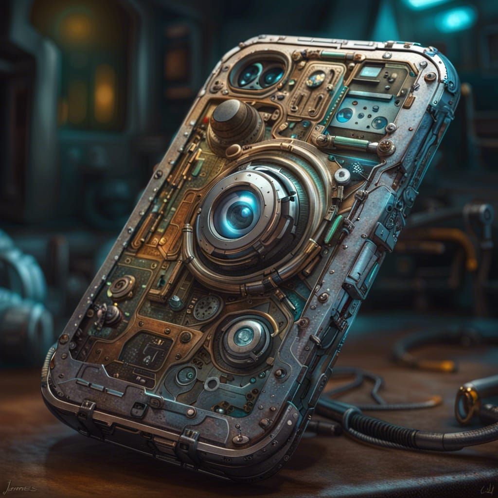 Smartphone made out of cyberpunk style