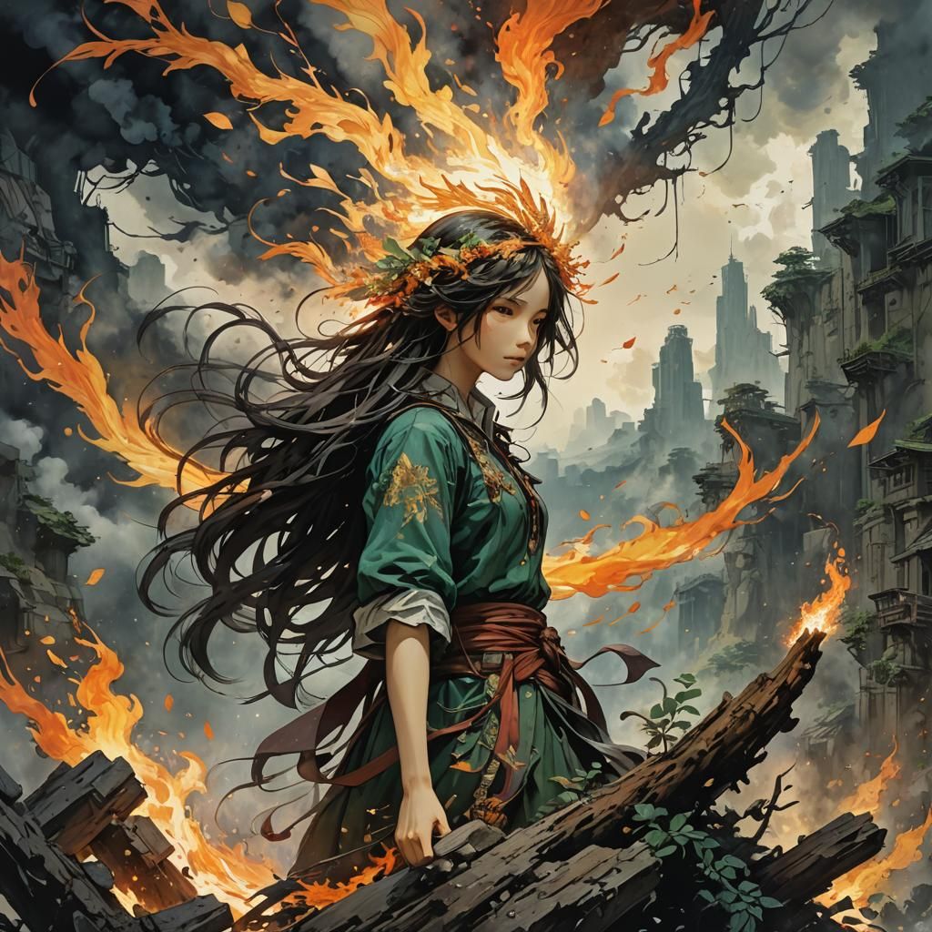 Phoenix Rising: Hyperdetailed Watercolor Concept Art