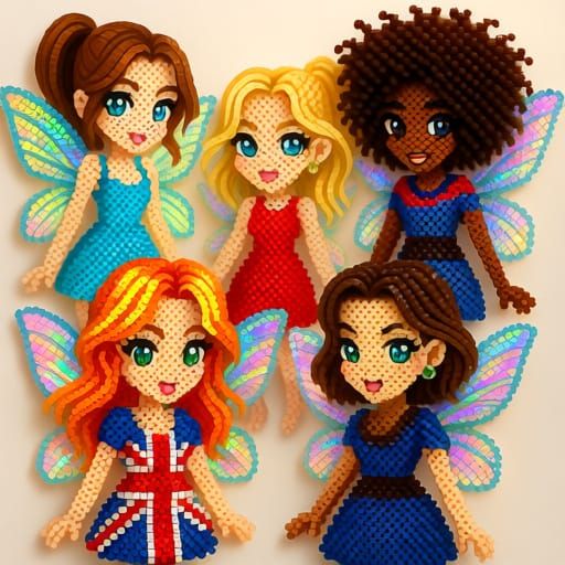 Spice Girls Fairies in Fuse Bead Art Style