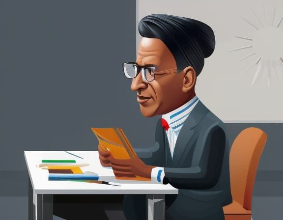 Humorous Caricature Portrait of Student in Class