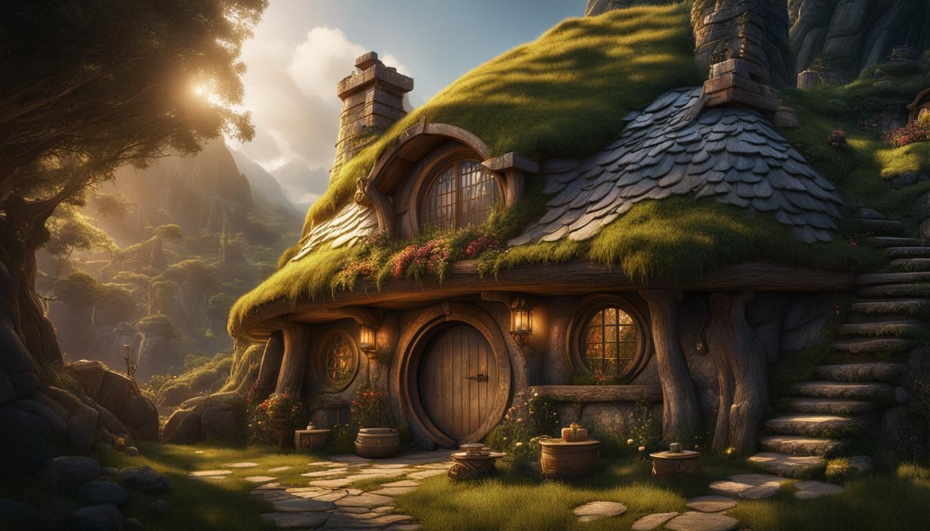 Inside a Hobbit House: Detailed Matte Painting