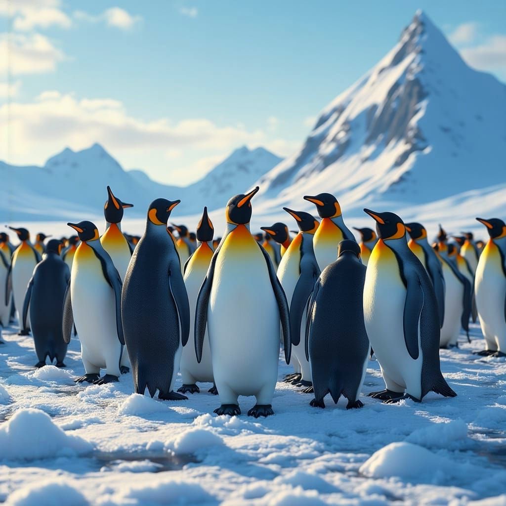 Emperor Penguins Gather on North Pole Ice