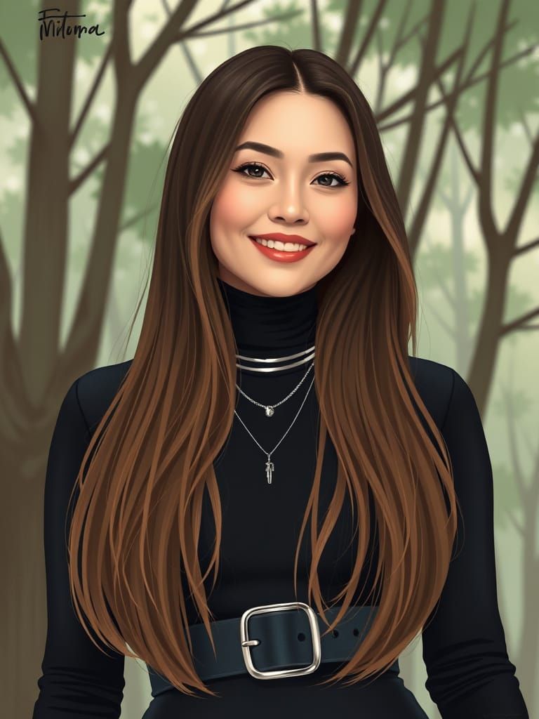 Elegant Woman in Minimalist Painting Style