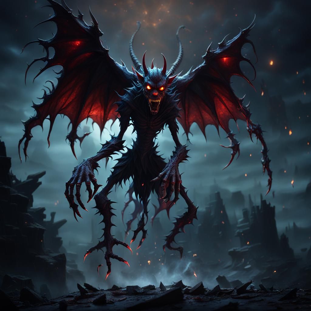 Puppet Demon with Glowing Eyes: Fantasy Concept Art