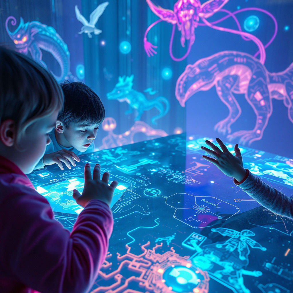 Children in a Dreamlike Cyberpunk World