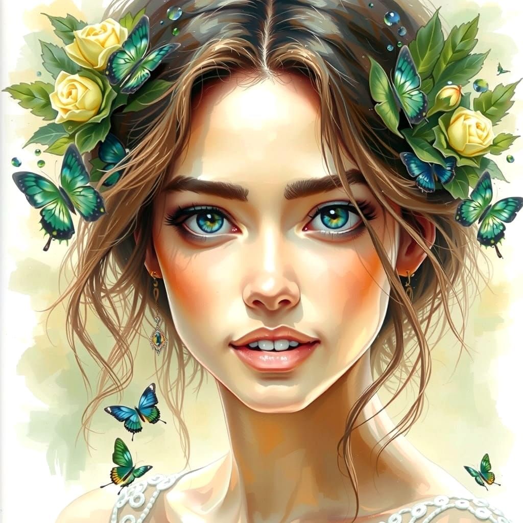 Ethereal Portrait with Emerald Green Eyes
