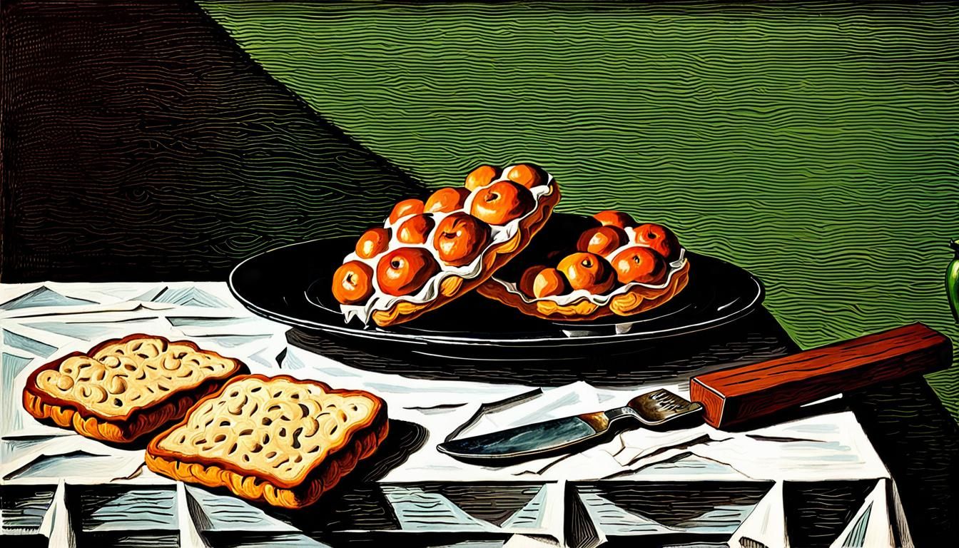 Surreal Still Life with Frames and Pastries