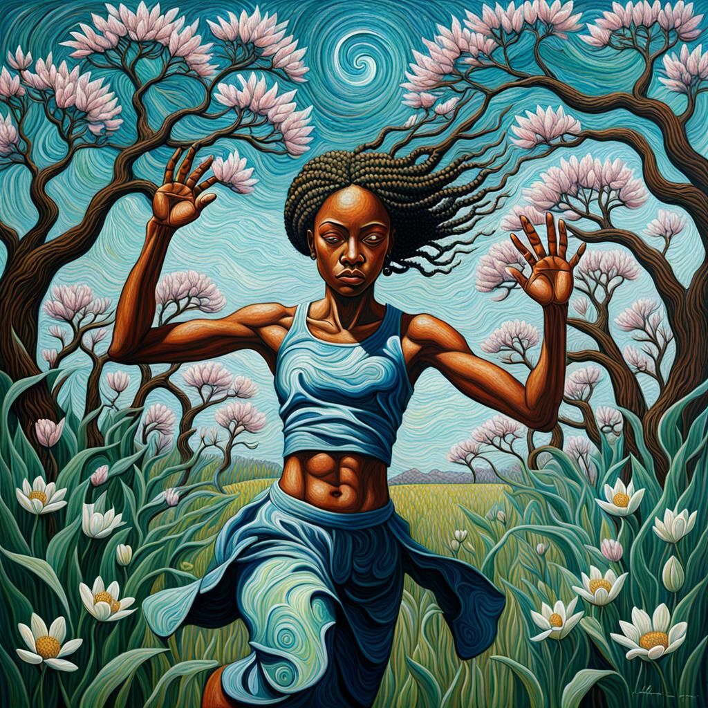 African American Figure in Action Painting Style