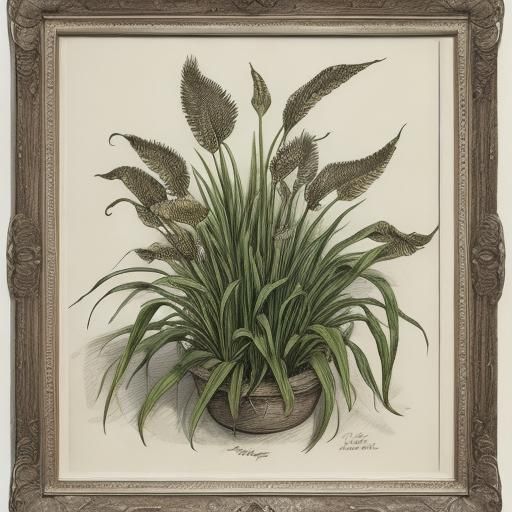 Plantain Grass Botanical Drawing: Evoking Anxiety