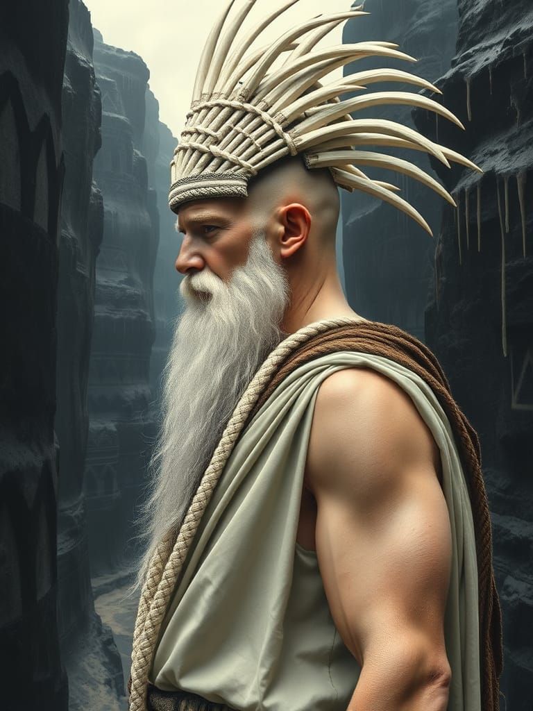 Albino Viking Warrior in Giger-Inspired Headdress