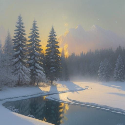 Winter Serenity in Golden Light