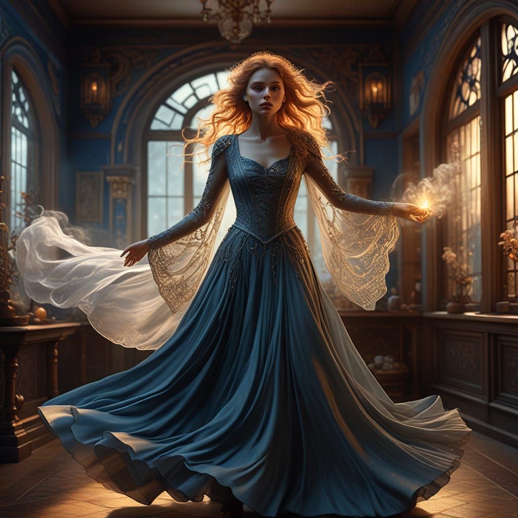 Witch and Ghost Wizard Dance Amidst Swirling Potions