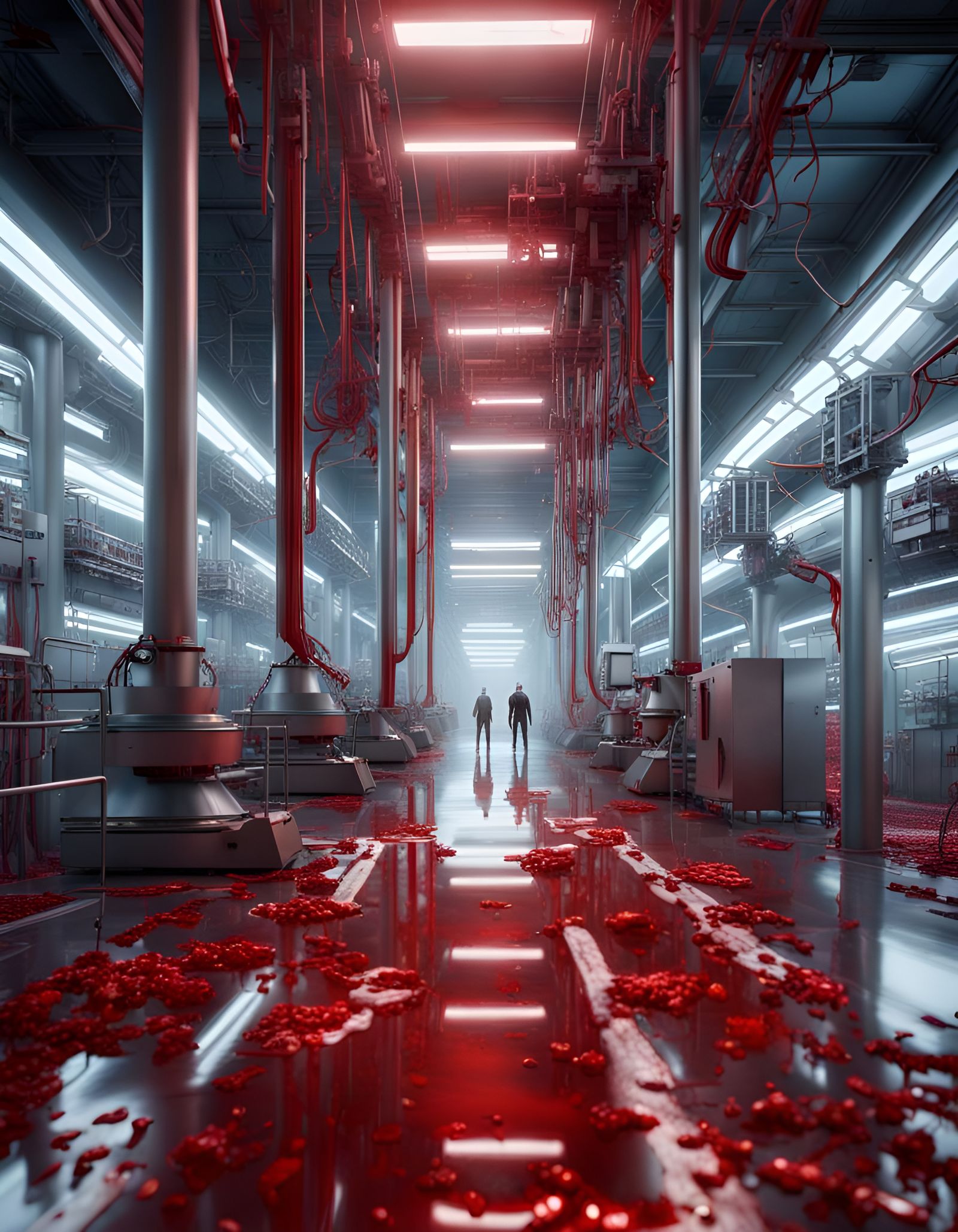 Futuristic Cybernetic Meat Factory in Hyperrealism