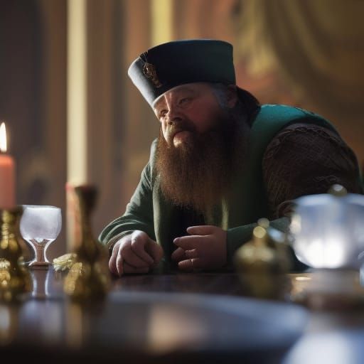 Dwarf Lord Planning Strategy, Oil on Canvas