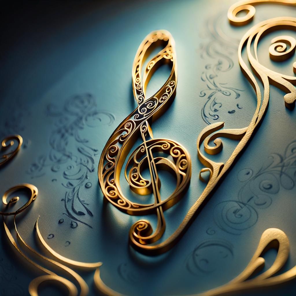 Golden Treble Clef Letter E Macro Photograph