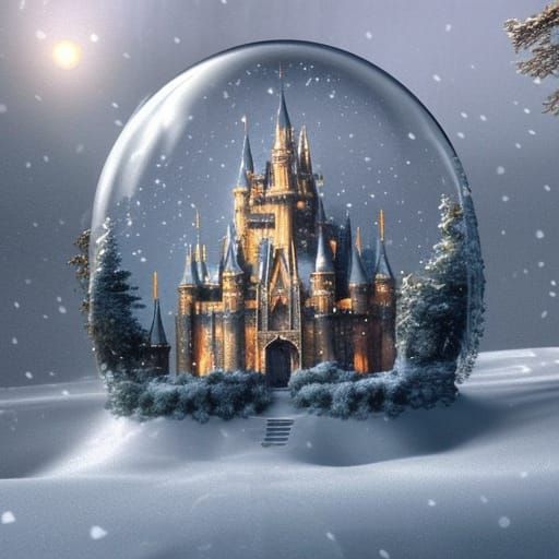 Fantasy Castle in Snow Globe: Digital Matte Painting