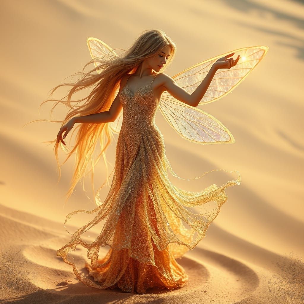Ethereal Desert Fairy in Iridescent Glow