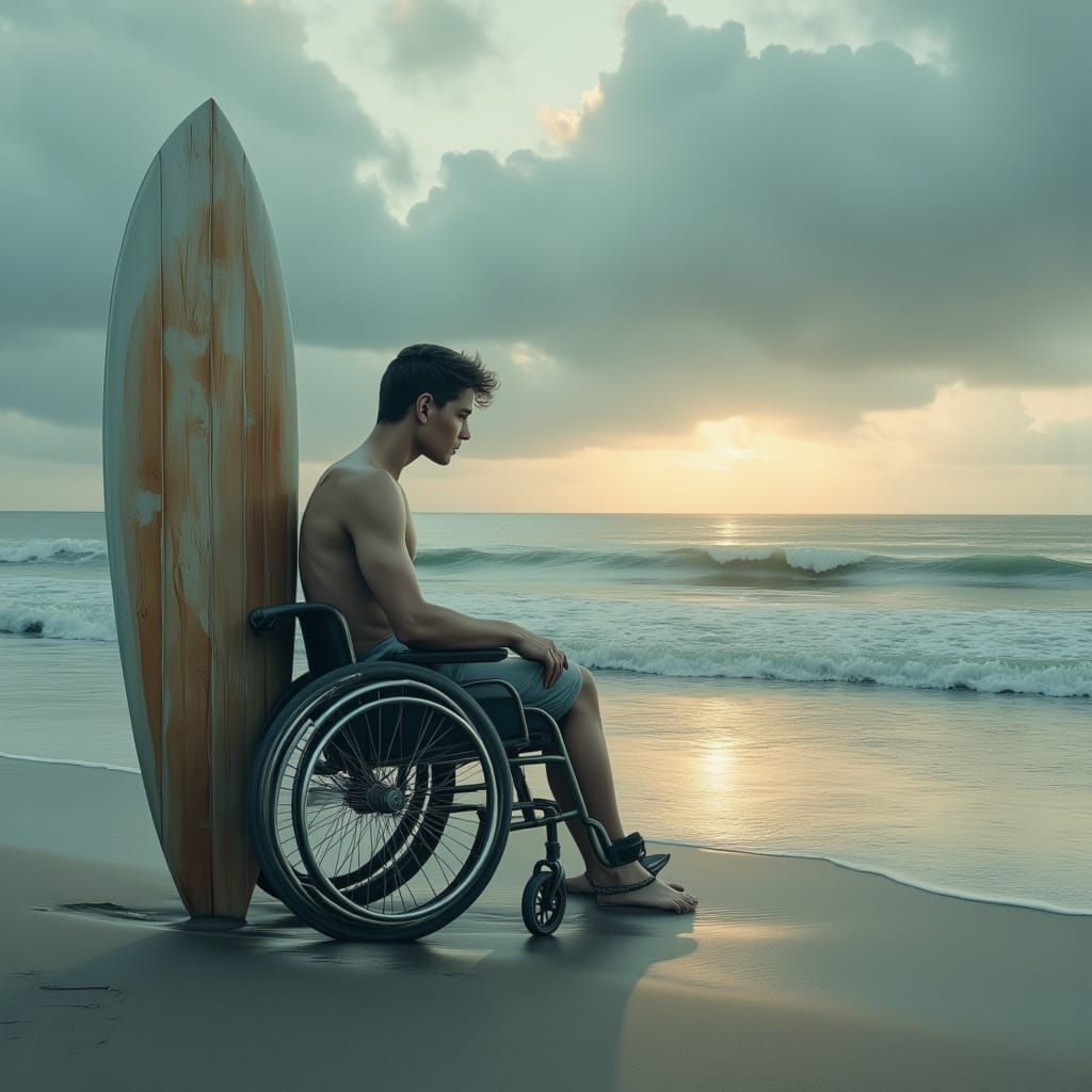 Contemplative Seaside Scene in Pastel Art Style