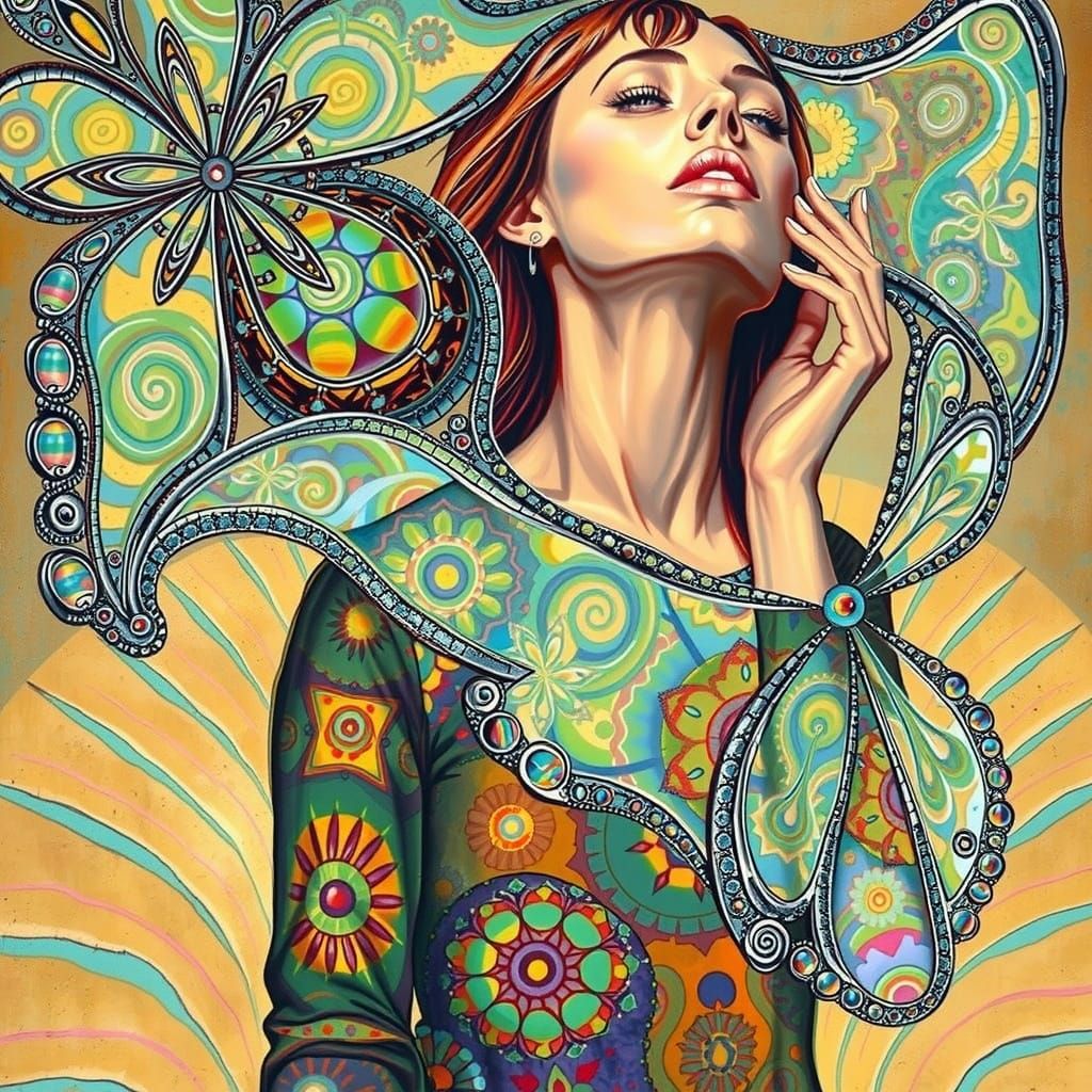 Vibrant Abstract Expressionism in Swirling Fractals