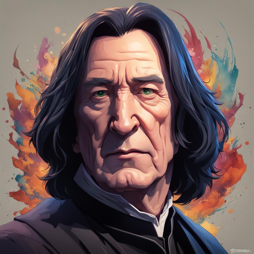 Professor Snape Portrait in Hyperdetailed Art Nouveau Style