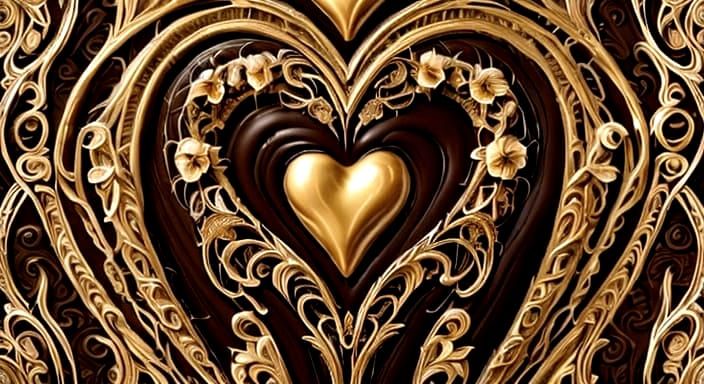 Decadent Heart-Shaped Chocolate Cake in Art Deco Style