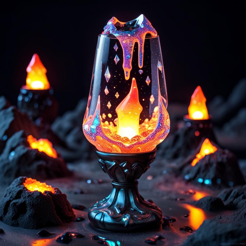 Chibi Crystal Lava Lamp with Flowing Lava