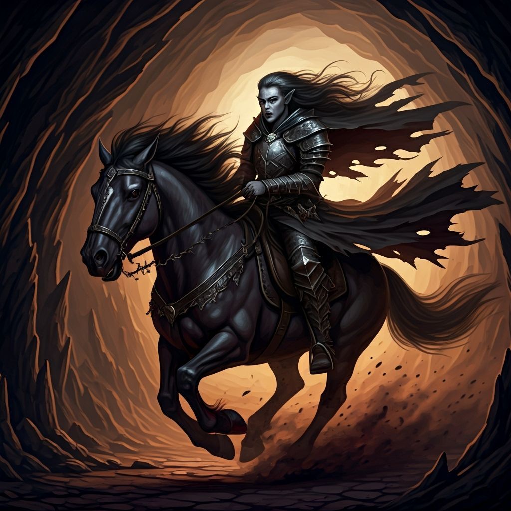 Desperate Drow Rider in the Underdark