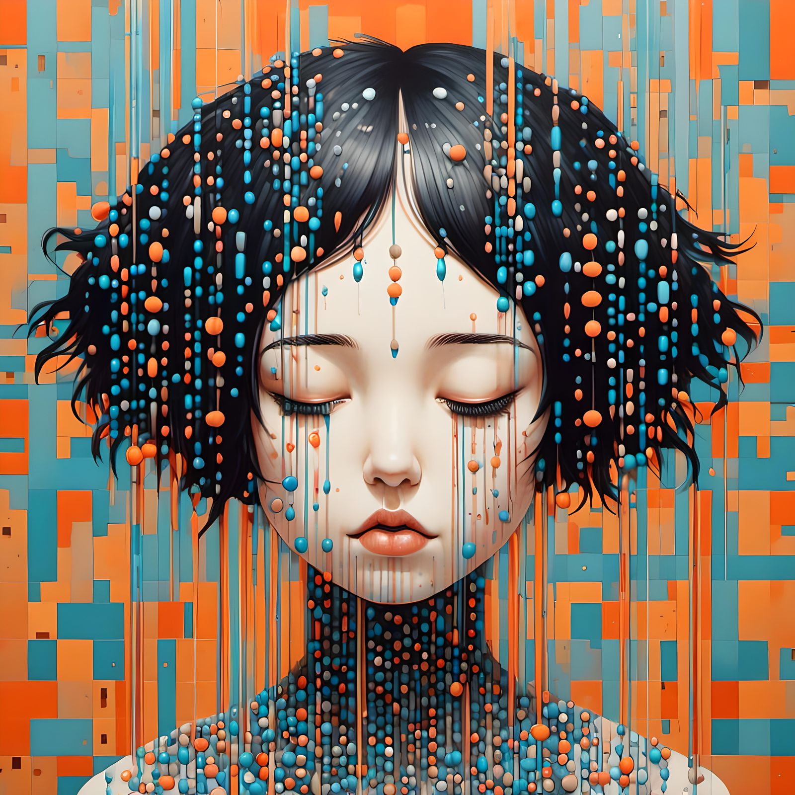 Binary Code Dream in Glitchcore Style