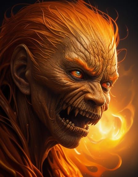 Surreal Demon Screams in Vibrant Oil Painting