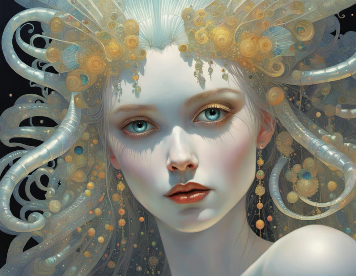 Bio-Luminescent Female Warrior in Fantasy Landscape