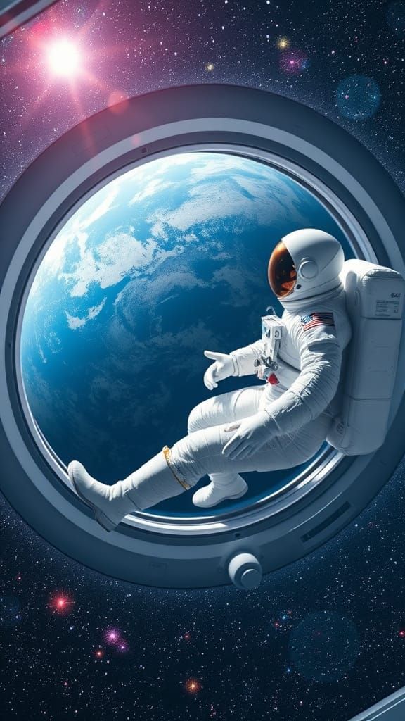Serenely Floating Astronaut Captures Majestic Earth from Spa...