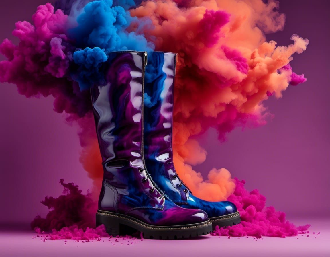 Designer Knee-High Boots Made from Colored Smoke