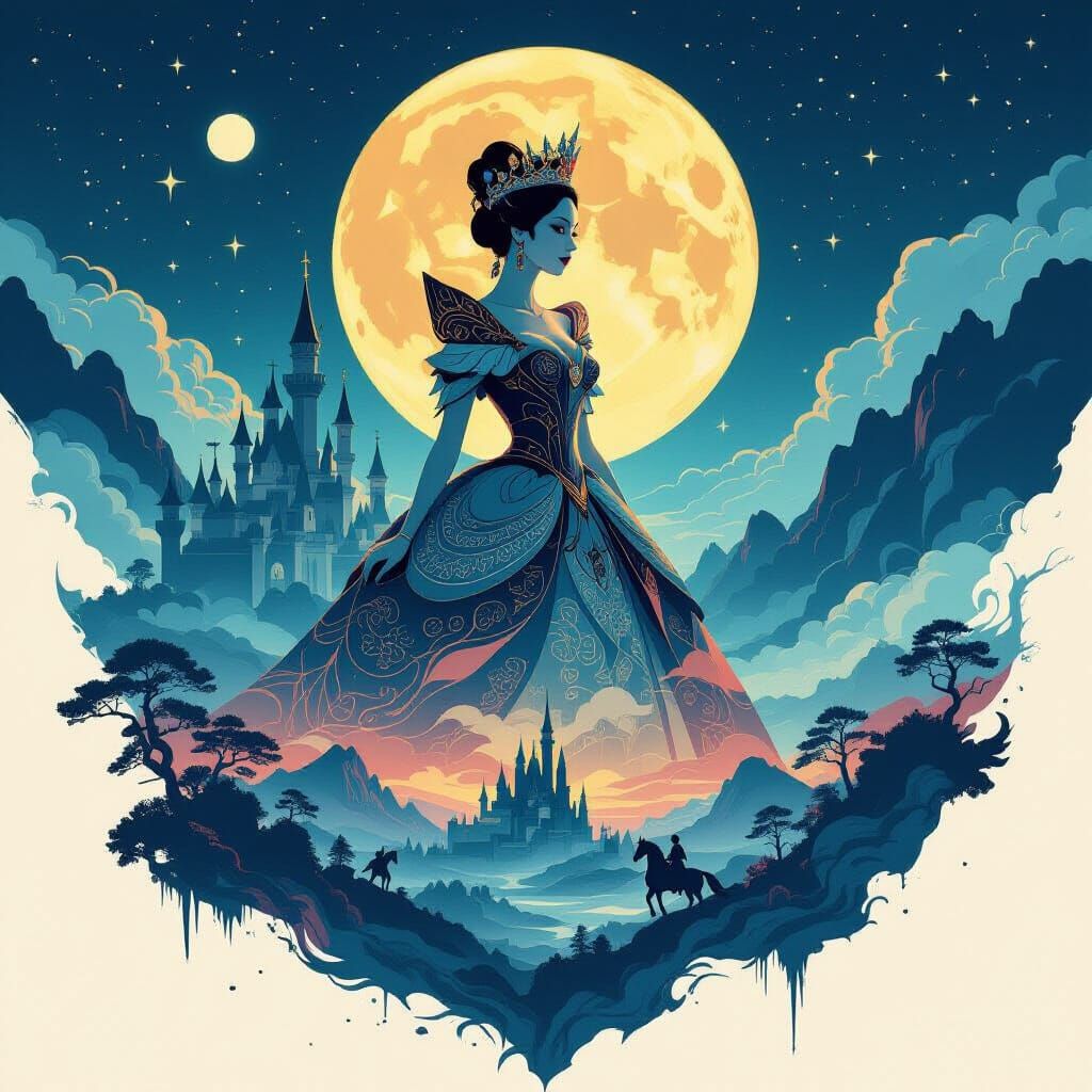 Queen in Double Exposure Silhouette