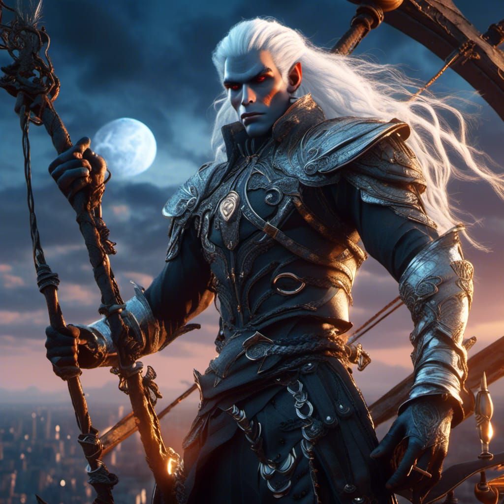 Albino Drow Warrior Commands Airship