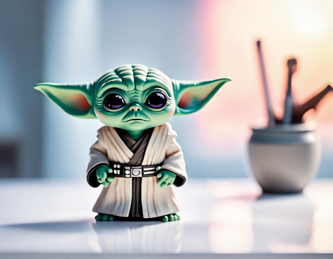 Din Grogu Bobblehead: Comic-Style 3D Render