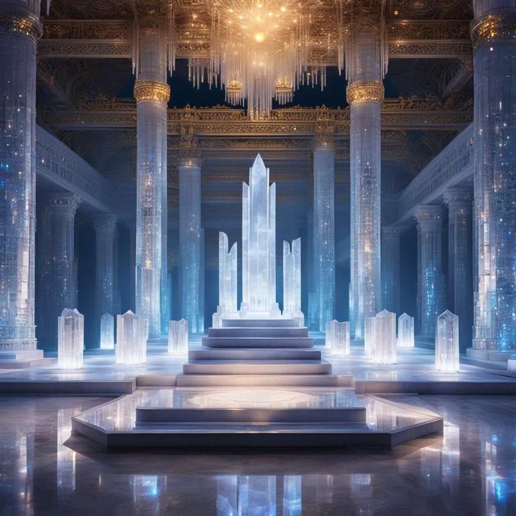 Crystal Temple Interior with Empty Throne