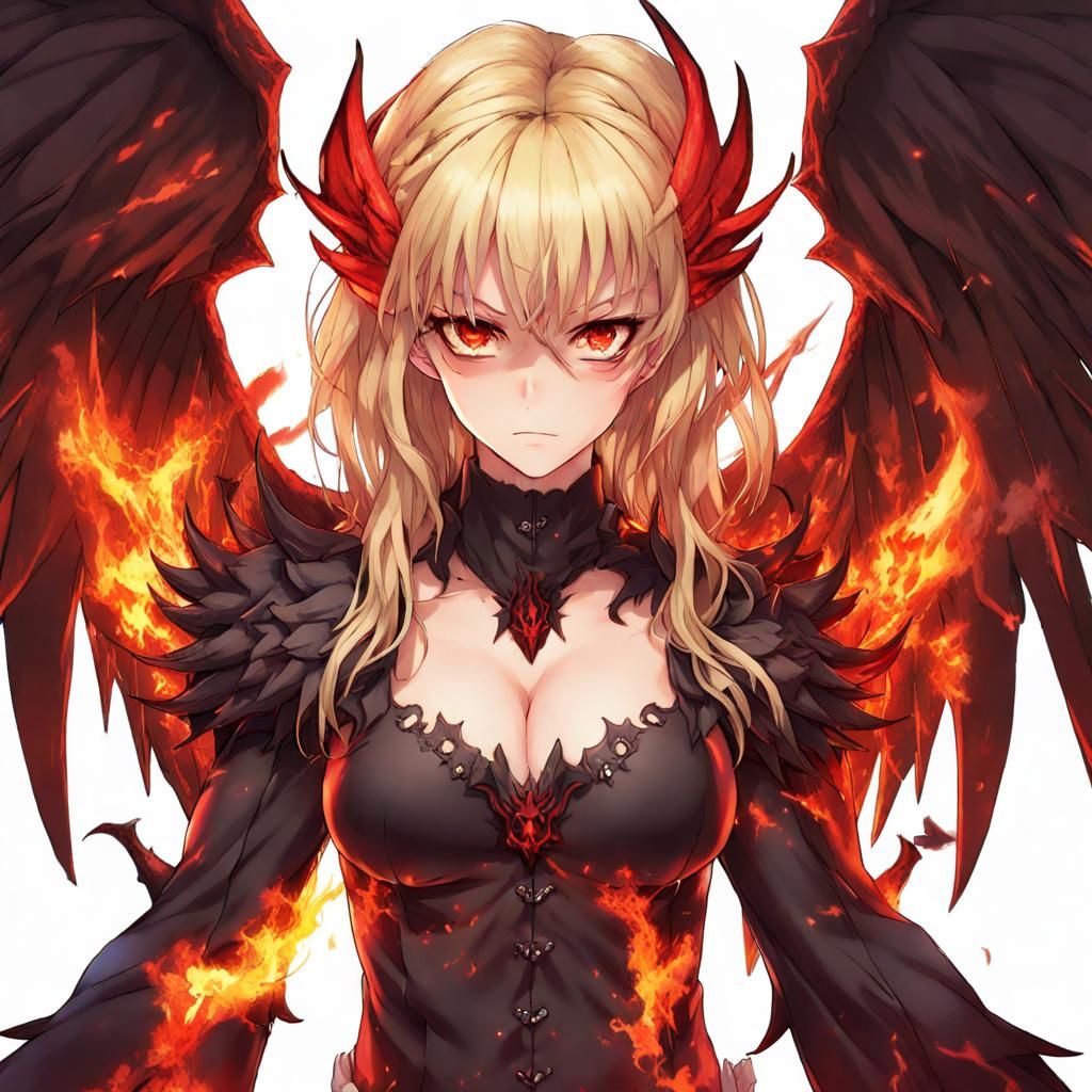 Demonic Blonde Woman in Anime Style