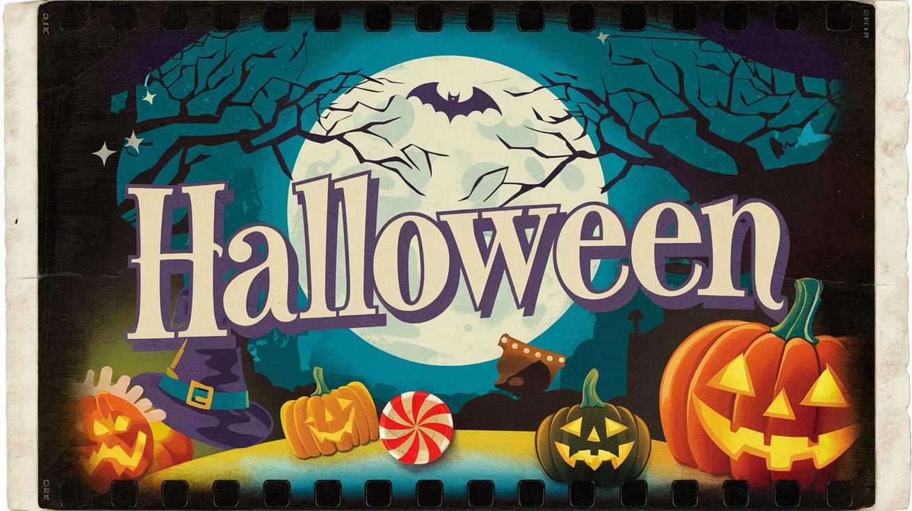 Retro Halloween Poster in 1950s Style