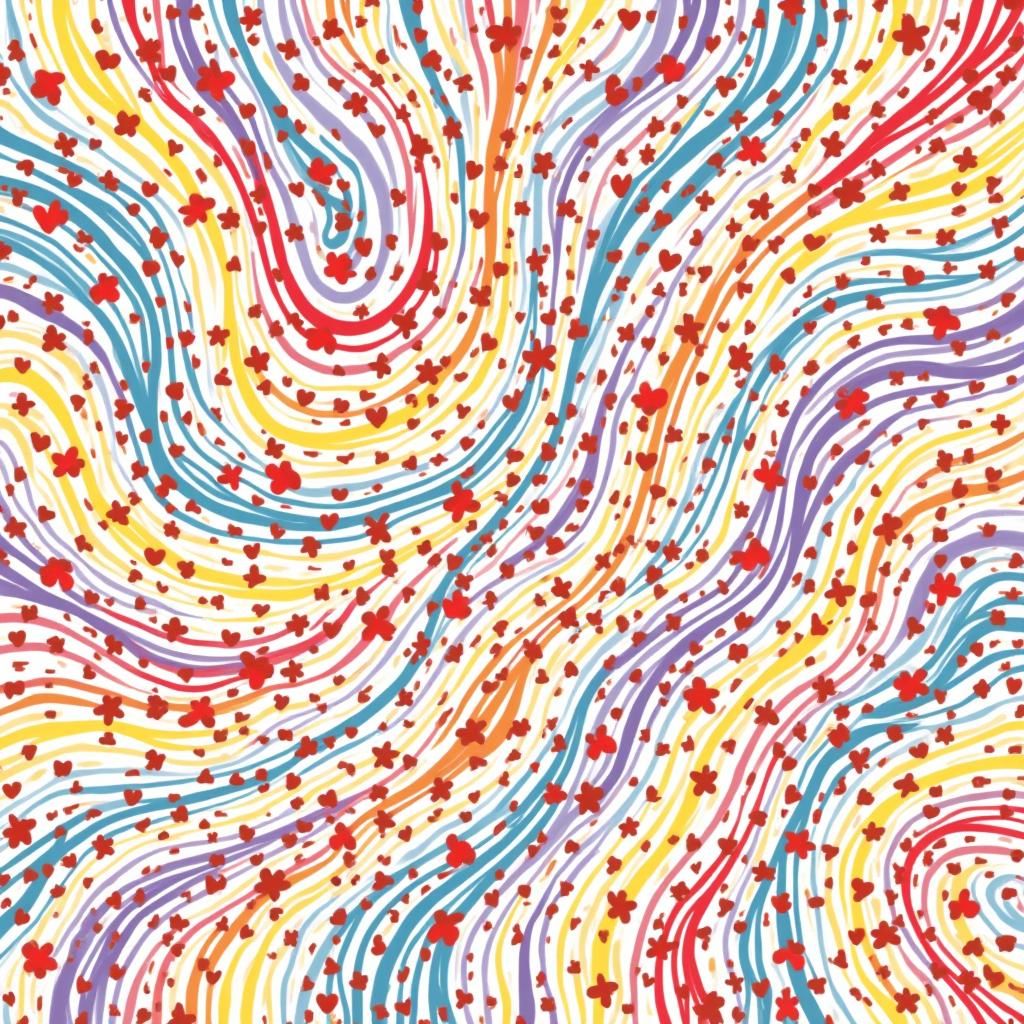 Whimsical Whirlwind of Stars and Hearts in Doodle Style