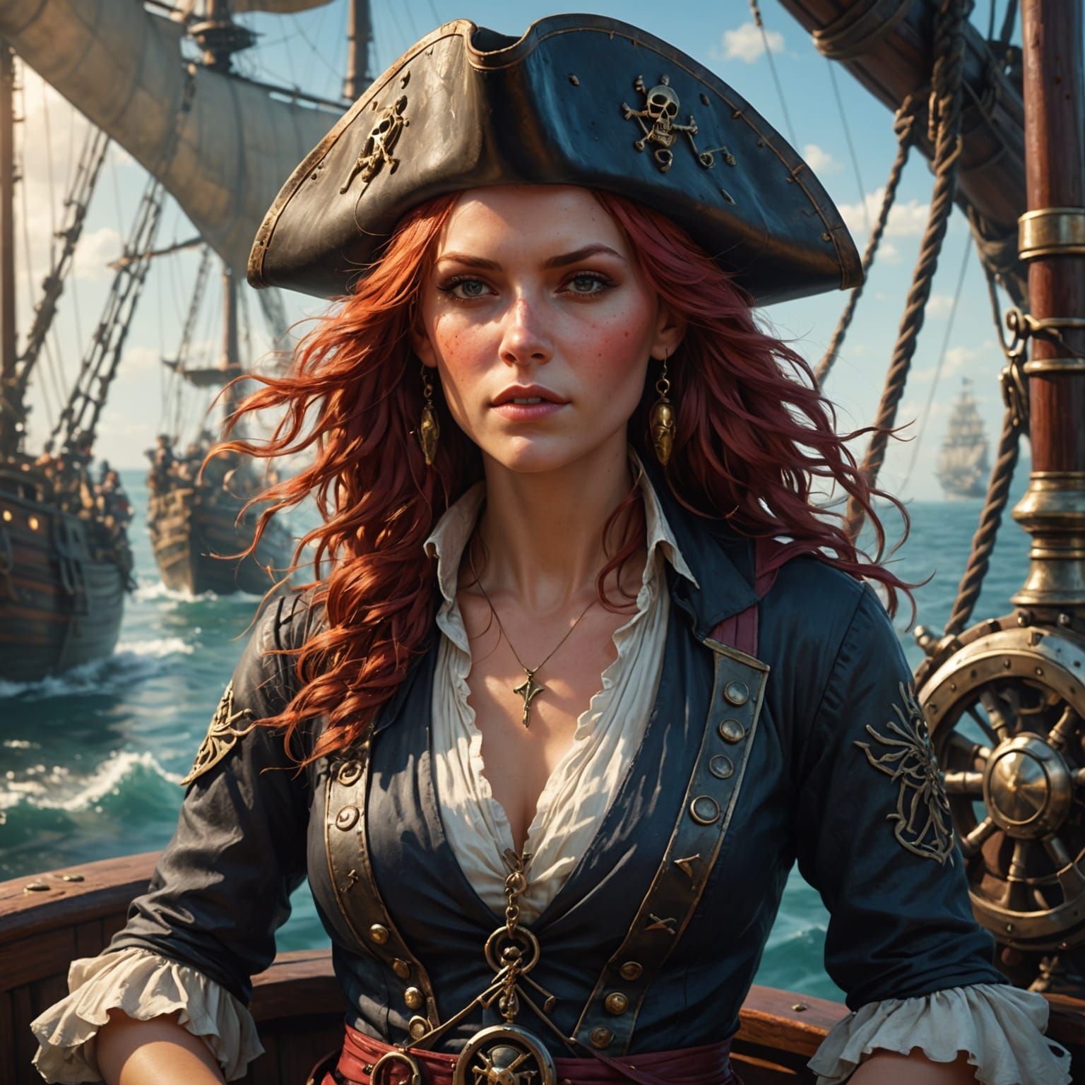 Pirate Woman Portrait in Trending Digital Art Style
