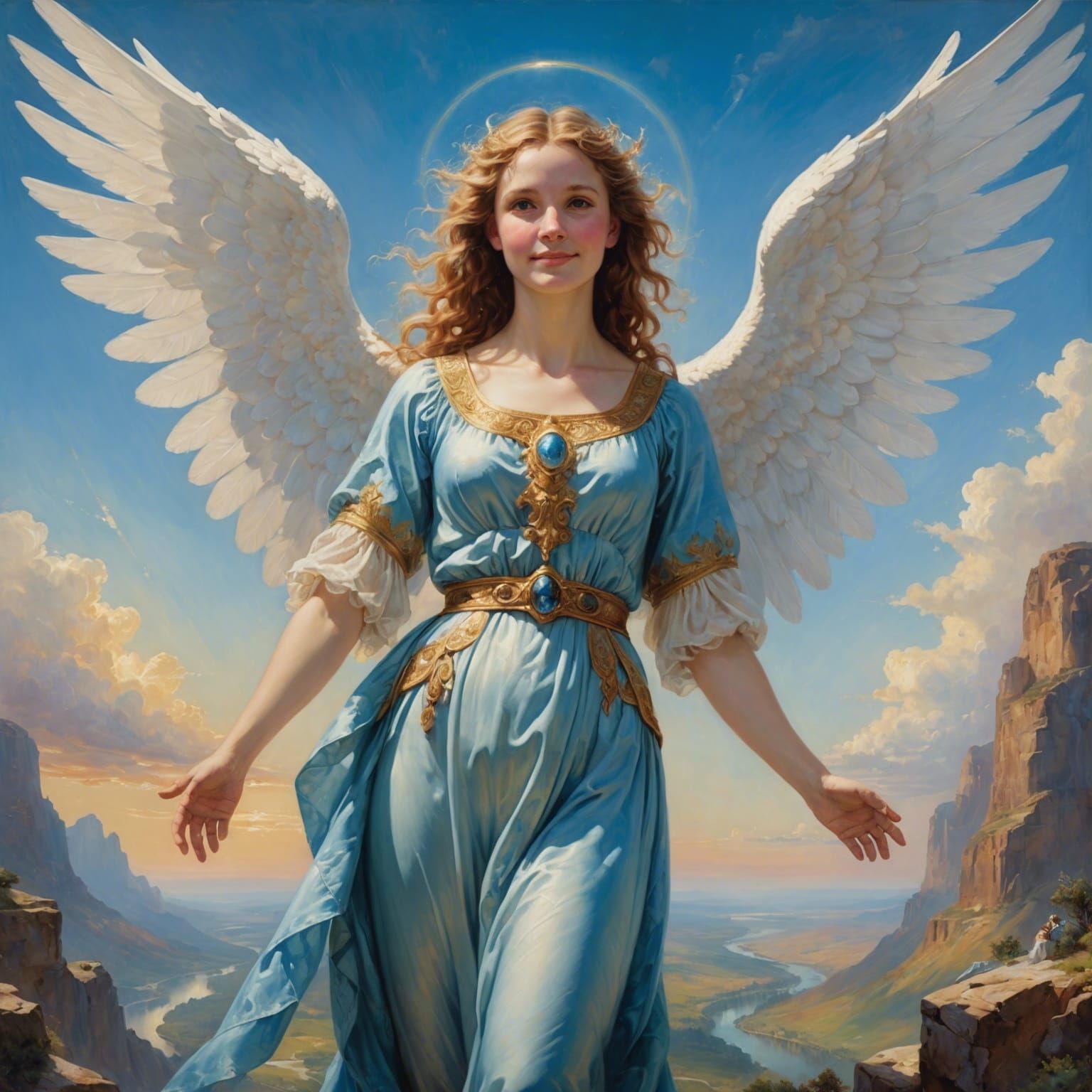 Heavenly Angel Oil Painting in Hyperrealistic Style