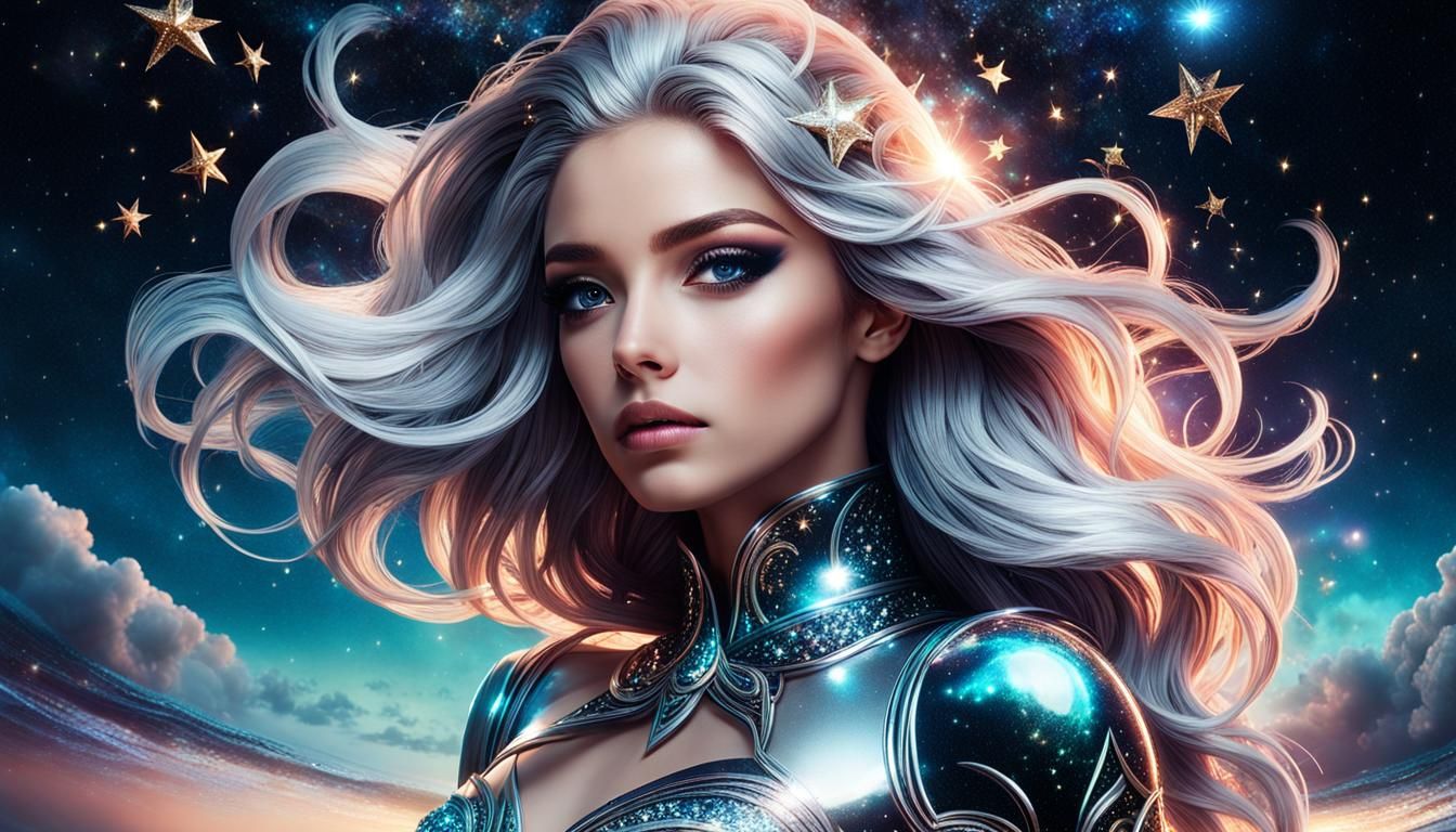 Luminous Eye Reflecting Starry Night and Ocean