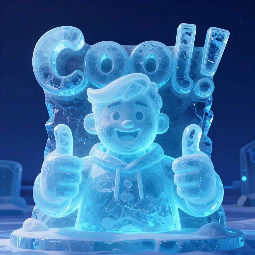 Animated Ice Sculpture Giving Thumbs Up
